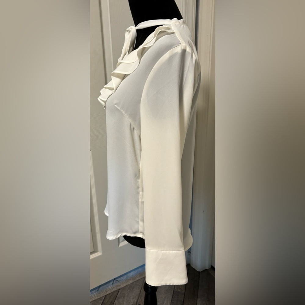BLVD Ruffled Tie Neck Blouse - Picture 4 of 7
